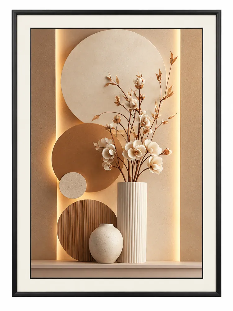 Minimalist Floral Vase C14H-60-C — Wall Art & Paintings by Kasha Interior