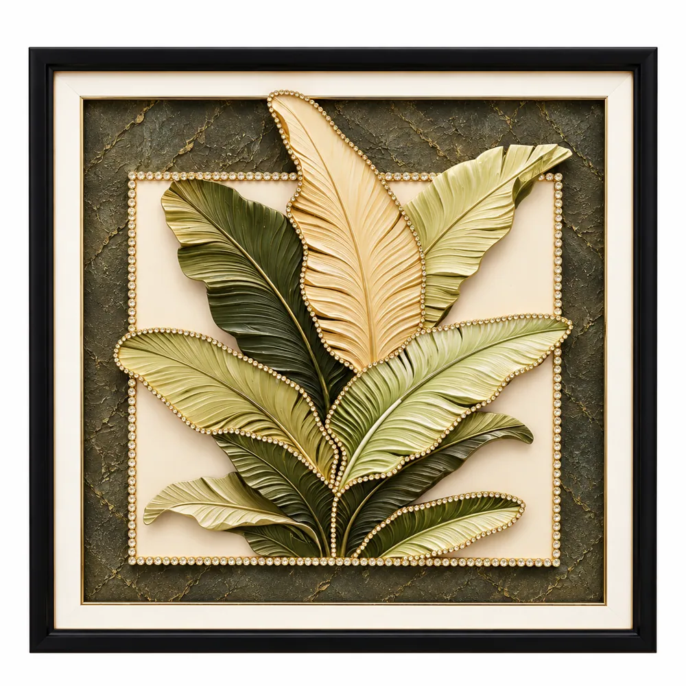 Luxury Golden Tropical Leaves Framed Wall Art C14H-62-B — Wall Art & Paintings by Kasha Interior